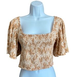 Rip Curl Surf Palms Flutter Sleeve Crop Top, Size Small